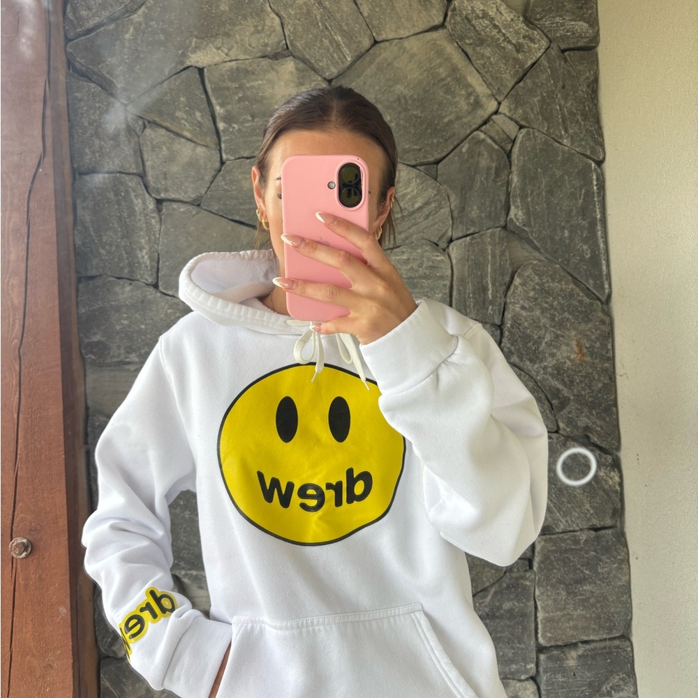 White Hoodie with Yellow Smiley Face